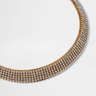 Gold tone pave diamante necklace